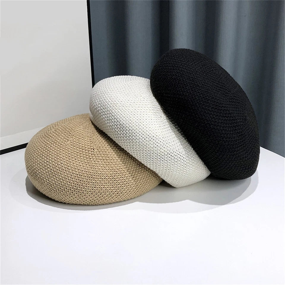 Summer Beret Hat for Women, Breathable French Style Beanie Lightweight Sun Cap